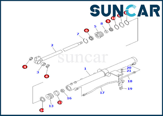 707-98-12320 7079812320 equipo del sello de la reparación del cilindro del brazo de la diapositiva de Kit For PC50UU-2 KOMATSU del sello del cilindro del brazo de la diapositiva