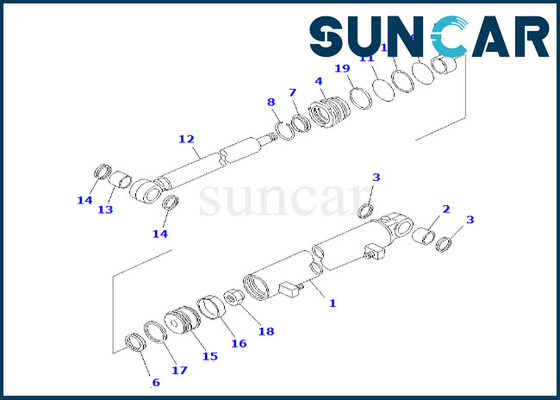 sello Kit For GD623A-1 GD521A-1 KOMATSU del cilindro del cambio del lado de la cuchilla de 23B-63-01260 23B6301260
