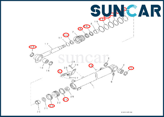 Sello Kit Komatsu del cilindro del auge 707-99-26570 7079926570 equipo del lacre del cilindro del auge de los ajustes PC57-7