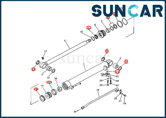201-63-36700 2016336700 equipo del lacre del cilindro del brazo de Kit For PC60-2 PW60-1 KOMATSU del sello del cilindro del brazo
