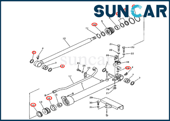 Equipo de reparación del cilindro del cubo de los ajustes 201-63-26700 PC60-2 del equipo 2016326700 del sello del cilindro del cubo de KOMATSU PC60U-3
