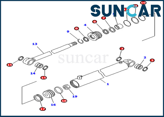 707-99-14400 7079914400 el excavador Service Kit Komatsu Parts PC400LC-6Z cabe para el cilindro del Looper del tubo