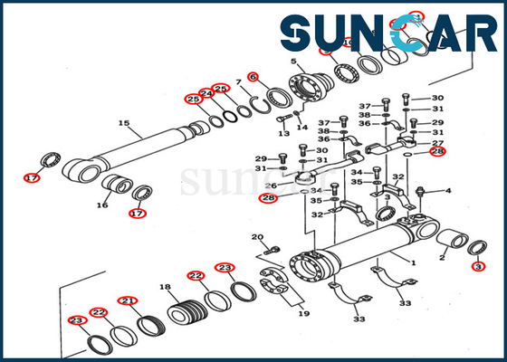 Servicio Kit Fits KOMATSU PC400ST-6 PC400ST-6LC del reemplazo del equipo 707-99-67140 del sello de aceite del cilindro del auge