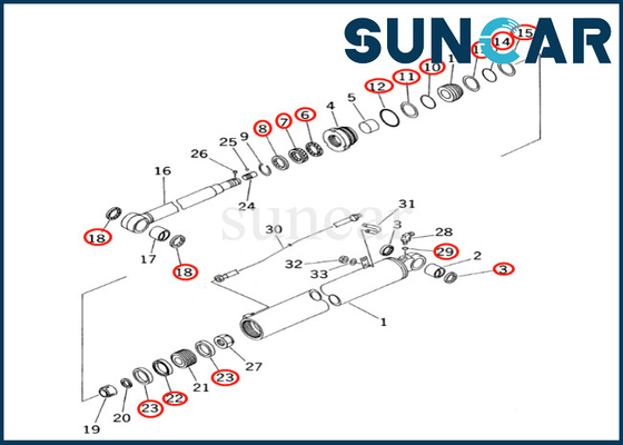 Equipo 707-99-35230 del servicio del cilindro del brazo sello Kit Fits PC60-7 PC60-7S KOMATSU del cilindro de 7079935230 brazos