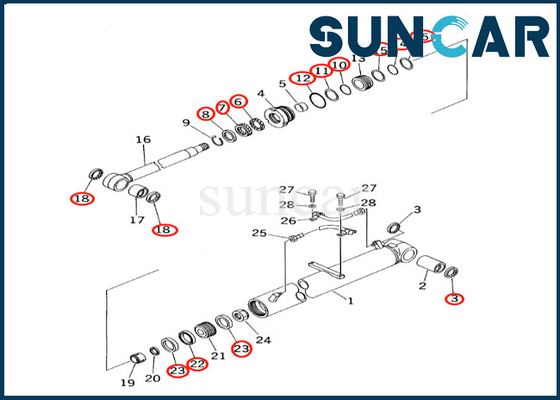 Equipo del lacre del cilindro del auge del equipo de reparación del cilindro del auge 7079936630 707-99-36630 KOMATSU PC60-7 PC60-7S