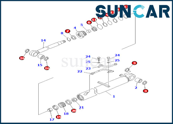 Sello Kit Komatsu Fits PC60-7 PC60-7S del cilindro del auge 707-98-36590 del equipo 7079836590 del servicio del cilindro del auge