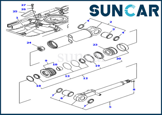 Equipos del servicio del equipo YM172151-72940 KOMATSU del sello de la reparación del cilindro de cuchilla para el excavador de los modelos de PC40FR-1 PC50FR-1