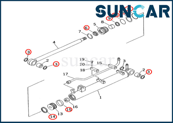 Equipo 707-98-15680 7079815680 del sello del cilindro de KOMATSU Terescopic para el equipo de reparación del sello del cilindro de PC60-7 PC60-7E Terescopic