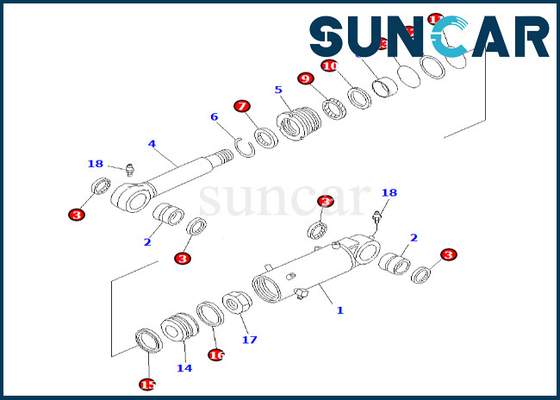 KOMATSU 707-99-43240 7079943240 equipo del reemplazo del cilindro de cuchilla de Kit Fits PC60-7 del sello del cilindro de cuchilla