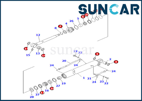 KOMATSU 707-99-26710 7079926710 equipo del lacre del cilindro del cubo de Kit For PC60-8 PC70-8 del sello del cilindro del cubo