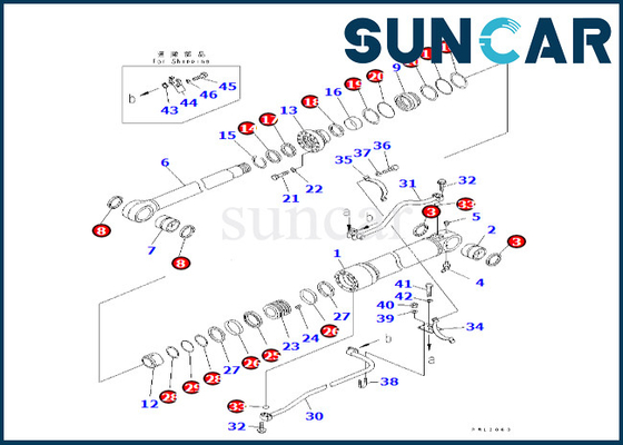 KOMATSU 707-99-68580 7079968580 equipo de reparación del cilindro del auge de Kit Fits PC600LC-7 PC600LC-6A del sello del cilindro del auge