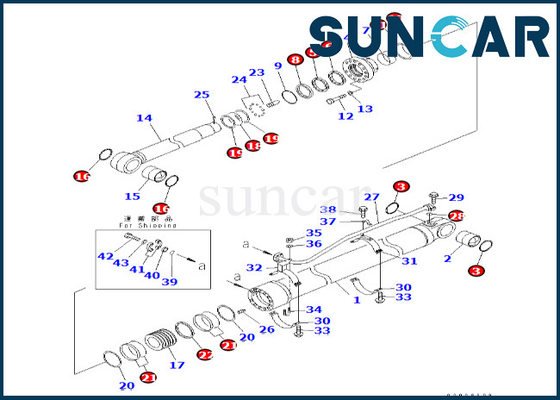 707-99-77160 7079977160 Kit de sello de cilindro de brazo Komatsu para PC600LC-6A PC600-8 Kit de servicio de cilindro de brazo