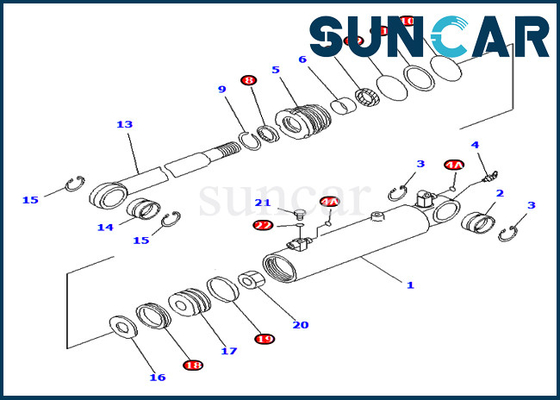 707-98-13610 7079813610 piezas internas de Kit Fits For PC40MR-1 PC45MR-1 KOMATSU del sello del cilindro del ángulo