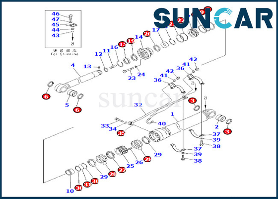 7079976300 equipo del lacre del cilindro del brazo de Kit Komatsu For PC600-8 PC600-8R del sello del cilindro del brazo 707-99-76300