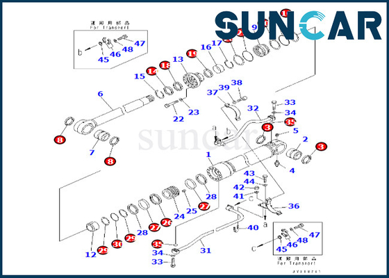 Sello Kit Fits PC600-8 PC600-8R del cilindro del auge del equipo 7079976130 707-99-76130 KOMATSU del lacre del cilindro del auge