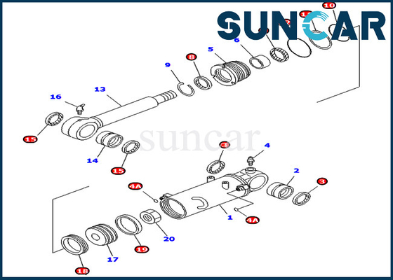 Equipo 707-98-32900 del sello del cilindro de cuchilla 7079832900 piezas internas de KOMATSU para el excavador PC40MRX-1 PC45MRX-1 de la UE