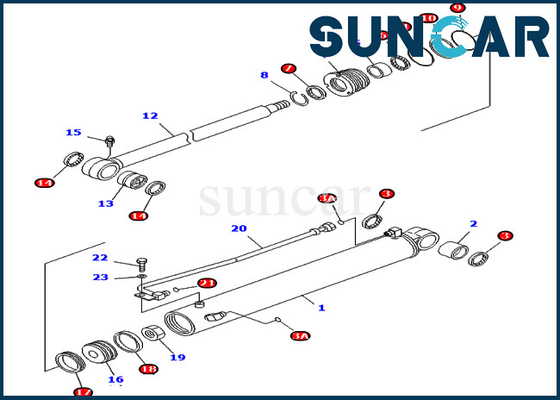 Equipo interno del sello de Boom Swing Cylinder del excavador de KOMATSU 707-98-25710 PC40MR-1 PC40MRX-1 de las piezas