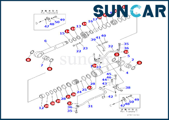 707-99-76131 7079976131 equipo de reparación del cilindro del auge de Kit For PC600-8 PC600-8R del sello del cilindro del auge de KOMATSU
