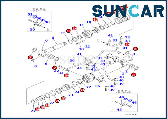 Equipo 707-99-69790 7079969790 del sello del cilindro del cubo para el equipo del lacre del cilindro del cubo de PC600-8 PC600-8R KOMATSU