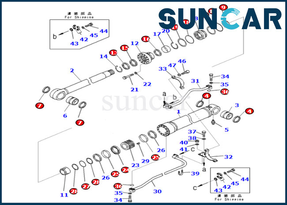 707-99-68480 sello Kit Komatsu Fits PC700LC-8E0 PC650LC-8E0 del cilindro de 7079968480 auges