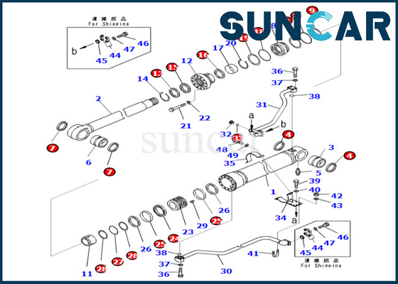 Equipo 7079968481 707-99-68481 del sello del cilindro del auge para el equipo de reparación del cilindro del auge de PC700LC-8E0 PC650LC-8E0 KOMATSU
