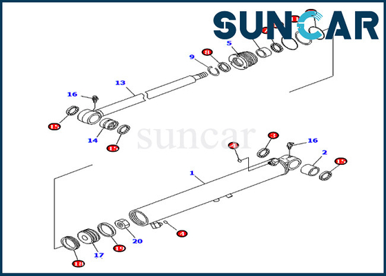 707-98-29510 7079829510 Boom Swing Cylinder Seal Kit para la máquina PC40MR-2 Komatsu