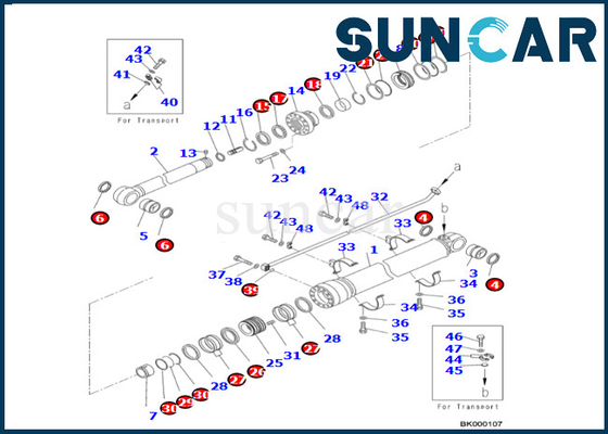 Equipo 707-99-76380 del sello del cilindro del brazo de KOMATSU reparación Kit For PC700LC-8E0 PC650LC-8E0 del sello del cilindro de 7079976380 brazos