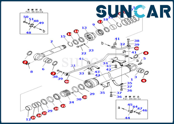 Sello Kit Fits PC700LC-8E0 PC800-8E0 del cilindro del cubo del equipo de reparación del cilindro del cubo 707-99-69550 7079969550 KOMATSU