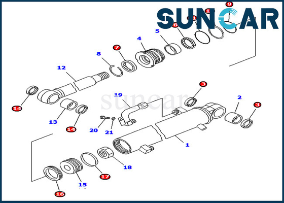 707-98-25820 7079825820 piezas internas de Kit For PC45-1 PC50UD-2 PC50UU-2 KOMATSU del servicio del cilindro del brazo