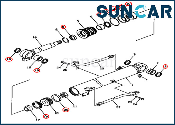 707-98-34140 Kit de sellado de reparación de cilindros de booms 7079834140 para modelos PC45-1 PC50UG-2 Komatsu