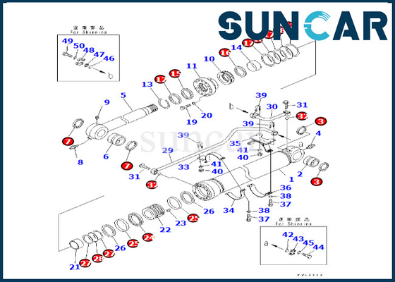 707-99-68690 7079968690 equipo de reparación del cilindro del cubo de Kit Fits PC600LC-6A KOMATSU del sello del cilindro del cubo