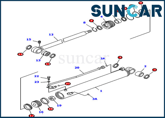 PC45MR-1 PC45MRX-1 KOMATSU 707-98-29620 reparación Kit Hydraulic Cylinder del sello del oscilación de 7079829620 auges