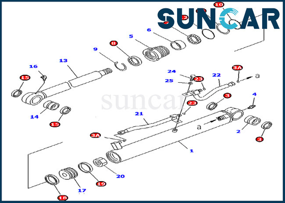 707-98-25360 7079825360 piezas internas de Kit Fits For Excavator PC45MR-1 KOMATSU del sello de la reparación del cilindro del cubo