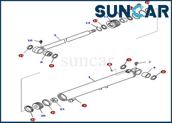 Resuena el equipo 707-98-25780 del servicio del cilindro del oscilación 7079825780 excavador Seal Kits de KOMATSU PC45MR-3