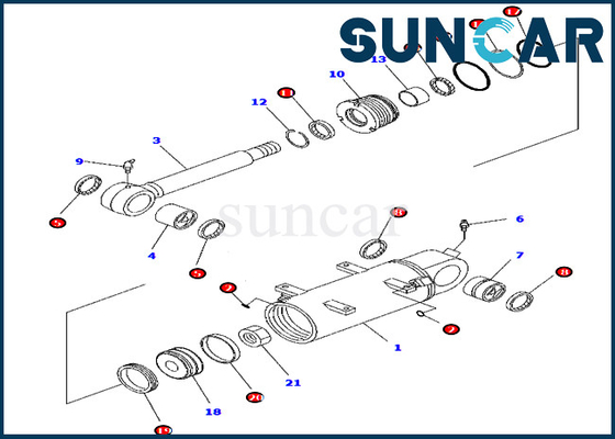 Ajustes del equipo 707-98-34750 del sello de la reparación del cilindro de KOMATSU para espec. de PC45MR-3 PC55MR-3 Norteamérica. Excavador