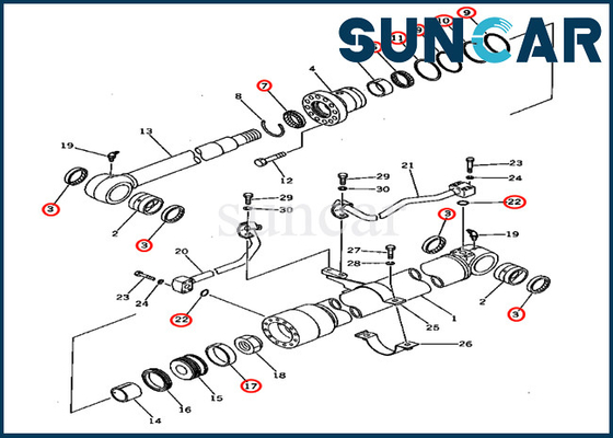 201-63-02040 2016302040 excavador Service Kits Parts de Kit For PC60U-5 KOMATSU del sello del cilindro del auge