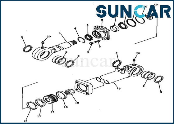 209-63-96101 2096396101 equipos de reparación inferiores de Kit Fits For Model PC650-1 KOMATSU del servicio del cilindro de la descarga