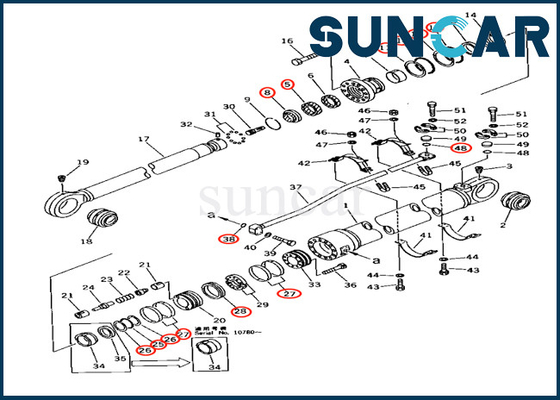 707-99-77240 reparación Kit For Excavator Komatsu PC650-3 PC650LC-5 PC710-5 del sello del cilindro de 7079977240 brazos