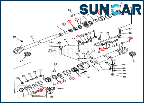 KOMATSU 707-99-68600 servicio Kit For Loader Model PC650-3 PC650-5 del cilindro de 7079968600 auges