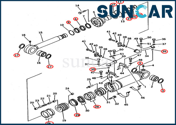 707-99-56300 equipo inferior del sello del cilindro de Service Kit Models PC650LC-3 PC650LC-5 KOMATSU del excavador de la descarga