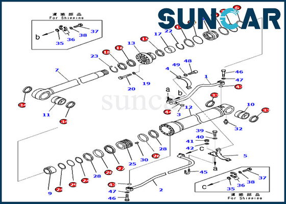 PC650LC-11 PC700LC-11 KOMATSU 721-98-01360 sello Kit Service Kits del cilindro de 7219801360 auges