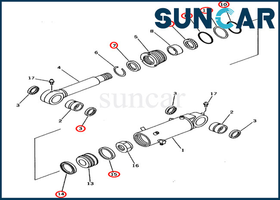 707-98-43130 7079843130 piezas de servicio de Kit For Models PC60-7 PC70-7 PC70-7E de la reparación del sello del cilindro de cuchilla