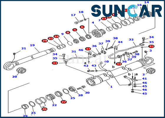 707-99-77380 cilindro hidráulico de 7079977380 del auge equipos del sello para las piezas de servicio de KOMATSU PC750-6 PC800-6