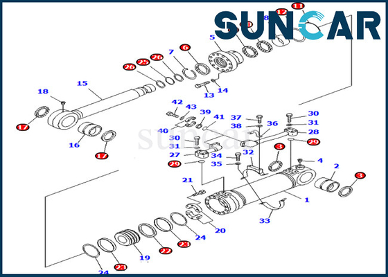 707-99-56200 7079956200 equipo de reparación inferior de Kit Fits Model PC750-6 KOMATSU del servicio del cilindro de la descarga